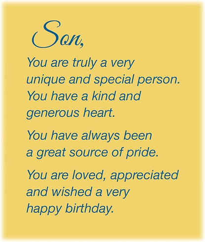 Chuck's Card-O-Rama - Son Birthday Card - Made in USA - Large Card OPENS to 10" x 7.75" - With Love Son On Your Birthday - 95576