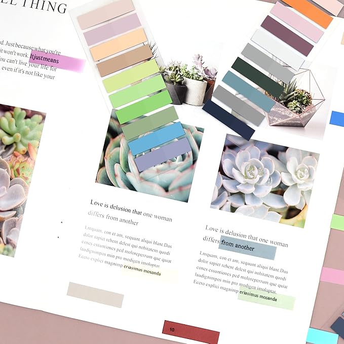 SIQUK 4200 Pieces Sticky Tabs for Annotating Books Tabs Morandi Sticky Flags Clear Transparent Page Markers Strip Page Flags Colored Tabs Writable and Repositionable Book Annotation Tabs