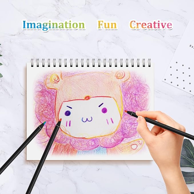 7 Color in 1 Rainbow Colored Pencils, Black Wooden Pencils, Multicolored Art Supplies for Coloring Drawing Sketching, Pre-sharpened 16Pcs