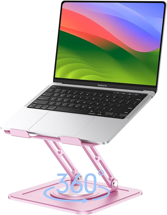 Laptop Srand for Desk,Laptop Riser for Desk, Adjustable Laptop Stand for Desk, Laptop Stand, Protable laptop stand Adjustable Height, Desk Laptop Stands,Stand for laptop on desk,Fits MacBook,Pink