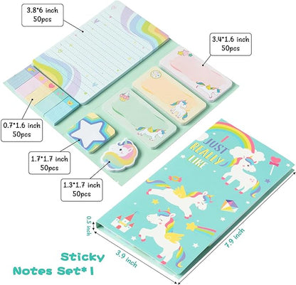 I Just Really Like Magic Horse Sticky Notes Set, 550 Sheets, Cute Magic Horse Self-Stick Notes Pads Animal Divider Tabs Bundle Writing Memo Pads Back to School Office Supplies Small Gift