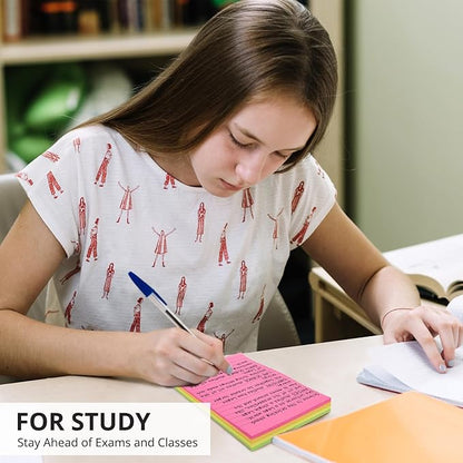 Lined Sticky Notes, 8 Pads, 4x6 inches Bright Sticky Note Pads with Lines, Colorful Self-Stick Note Pads, Perfect for Office Home School Desk Accessories, 35 Sheets/pad - Vibrant Colors