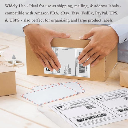 8.5 X 5.5 Shipping Label, Half Sheet Labels, Shipping Labels 2 Per Sheet, Laser & Inkjet Printer Printable, 5126/8126, Blank White Mailing Postage Labels (500 Sheets, 1000 Labels)