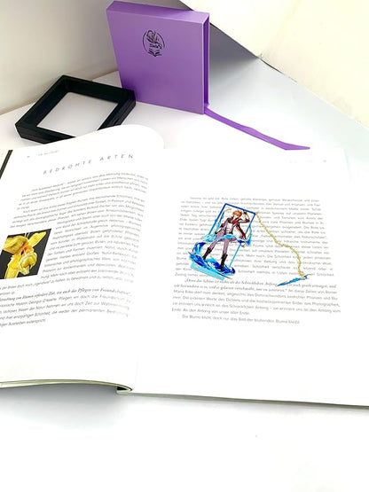 Genshin Impact Tartaglia Brass Bookmarks with 3D Display Box for Women Men Sisters Friends - Ideal Birthday Gifts for Book Lovers - Zllada