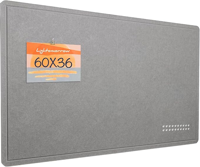 Large Bulletin Board - 60 x 36 Inches, Decorative Felt Pin Board for Wall - 5' x 3' Foldable Photo Display Board with Self-Adhesive Tape, Includes 20 Push Pins - Gray
