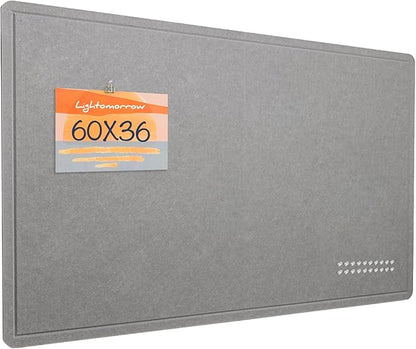 Large Bulletin Board - 60 x 36 Inches, Decorative Felt Pin Board for Wall - 5' x 3' Foldable Photo Display Board with Self-Adhesive Tape, Includes 20 Push Pins - Gray