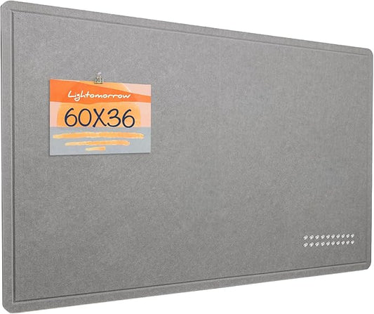 Large Bulletin Board - 60 x 36 Inches, Decorative Felt Pin Board for Wall - 5' x 3' Foldable Photo Display Board with Self-Adhesive Tape, Includes 20 Push Pins - Gray