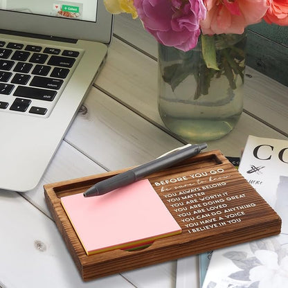 vizuzi Before You Go Affirmation Sticky Note Holder, Inspirational Positive Motivational Classroom Office Desk Self-Stick Note Pad Holders ZSS42