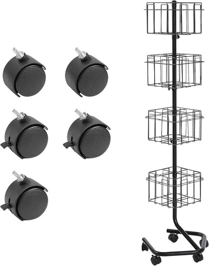 VEVOR Brochure Display Rack, 4-Tier 32 Pockets Rotating Magazine Literature Display Stand for Postcards, 360° Spinning Greeting Cards Rack with 5 Wheels (2 Lockable) for Shop Exhibitions Office