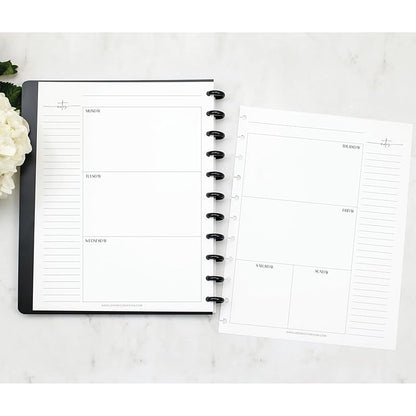BetterNote Horizontal Undated Calendar Refill Pages for Disc Notebook, fits The Happy Planner, Discbound Levenger Circa, Staples Arc, TUL (Modern- 12 months, 11-Disc, 8.5"x11")