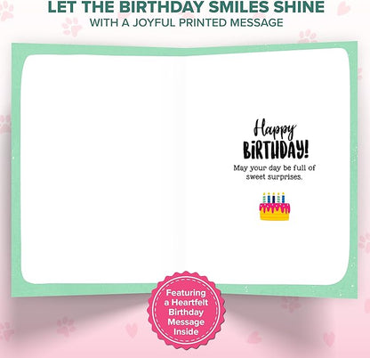 Decorably 5x7in Individual Humorous Dog Birthday Card with Embossed Design, Funny Dog Birthday Cards Set with Envelope and Stickers, with Printed Message Inside