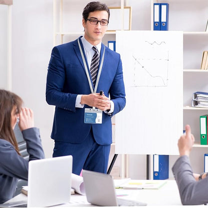 100 Pcs Lanyards for ID Badges and 100 Pcs Clear Name Tag Holders Reusable Lanyard with Clip Plastic ID Card Badge Holder Name Badges for Adults Kids Business School Office Supplies (Gray)