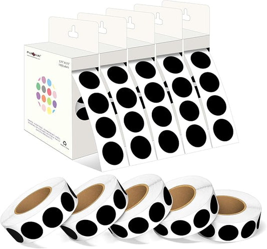 PARLAIM 3/4 Inch Round Permanent Adhesive Color-Code Dot Stickers,10000 Stickers Roll dots Label Dispenser Box Green Circle Stickers Labels 10Rolls(Black)