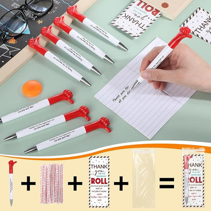 48 Sets Employee Appreciation Gifts Bulk Include Thumbs up Ballpoint Pens Thank You Card with Tie Thank You Gifts for Staff Coworkers Teachers Teem Volunteers Nurse