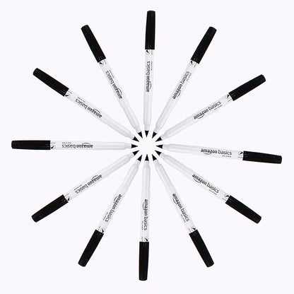 Amazon Basics Dry Erase Markers, Low Odor Ultra Fine Tip, 12-Pack, Black
