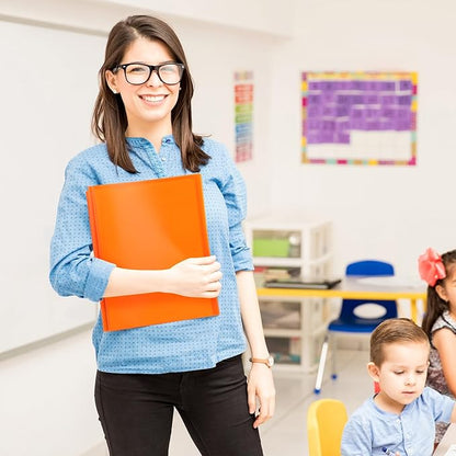 Cholemy 36 Pcs Plastic Pocket Folders with Prong 2 Heavy Duty Pockets Folders with 3 Prongs Letter Size Paper Folders Bulk File Plastic Folders with Fasteners for Office Workers (Orange)