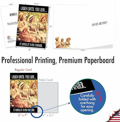NobleWorks Humorous Birthday Greeting Card with 5 x 7 Inch Envelope (1 Card) Bday Laugh Until You Leak C10065BDG