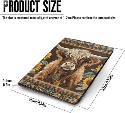 Cozeyat Padfolio with Clipboard for Men PU Leather Notepad Holder Legal Pad Holder Notebook Holder Western Highland Cow Padfolio - Business Gift