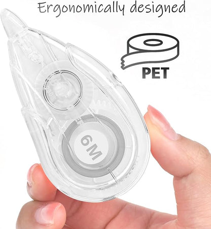 Correction Tape, Easy To Use Applicator for Instant Corrections Wrong Writing At Any Time, For school, Office (White, 12pack, 6M/256" x 0.2")