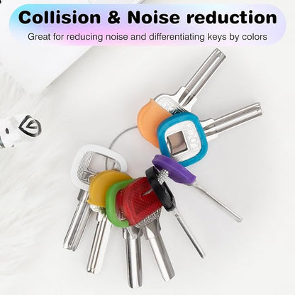 36 Pack Key Color Caps Covers Tags, Soft Rubber Key Identifiers, Plastic Key Toppers for Standard Flat Organization House Key (Not Suitable for Odd-Shaped Keys), 9 Colors, 2 Styles