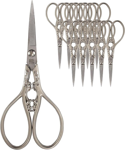 JubileeYarn Scrollwork Embroidery Craft Scissors - Brushed Nickel - 10 Scissors