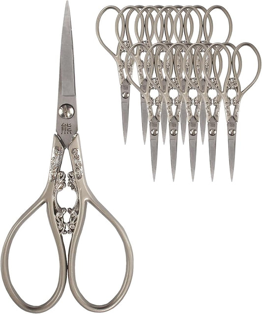 JubileeYarn Scrollwork Embroidery Craft Scissors - Brushed Nickel - 10 Scissors
