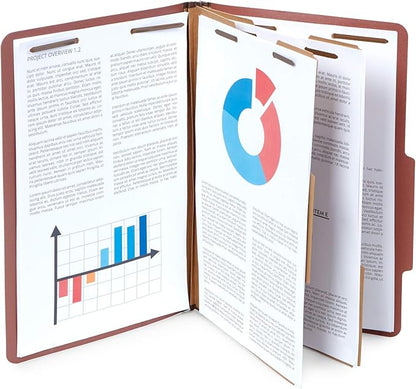 10 Legal Size Classification Folders - 2 Divider - 2 Inch Tyvek Expansions - Durable 2 Prongs Designed to Organize Standard Law Client Files, Office Reports - Legal Size, 10 Folders (Red)