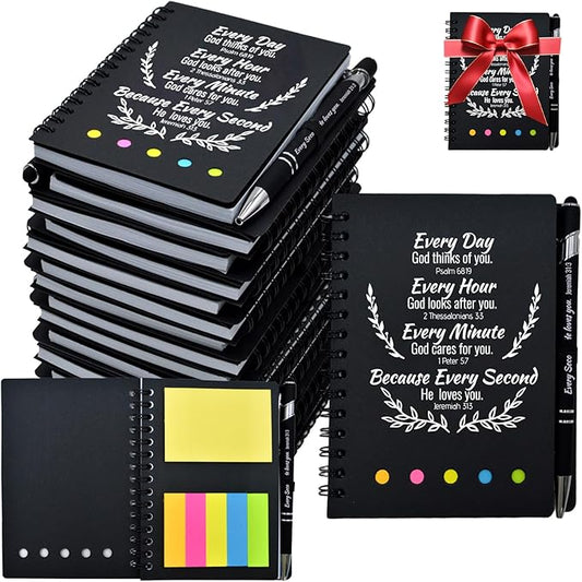 100 Pcs Bulk Christian Gifts Prayer Journal for Woman - 50 Set Religious Notepad with Christian Pen - Bible Notebook - Church Gifts for Mother's Day, Bible Study, and Family Devotions ( Black )