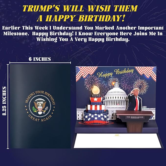 Pop Up Trump Birthday Card with Light & Sound - Greeting Card - Birthday - White House