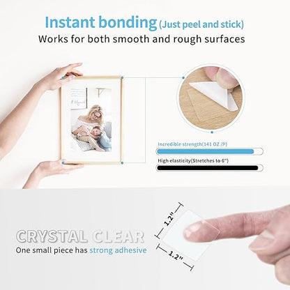 Art3d 96 Pieces 1.2 x 1.2in. Square Nano Double-Sided Transparent Tape Sticker, Removable Heavy Duty Clear Mounting Tape for Wall Hanging