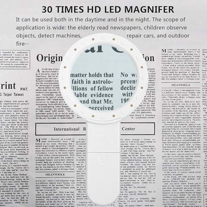 AIXPI Magnifying Glass with Light, 30X Handheld Large Magnifying Glass 12 LED Illuminated Lighted Magnifier for Macular Degeneration Seniors Reading Inspection Coins Jewelry