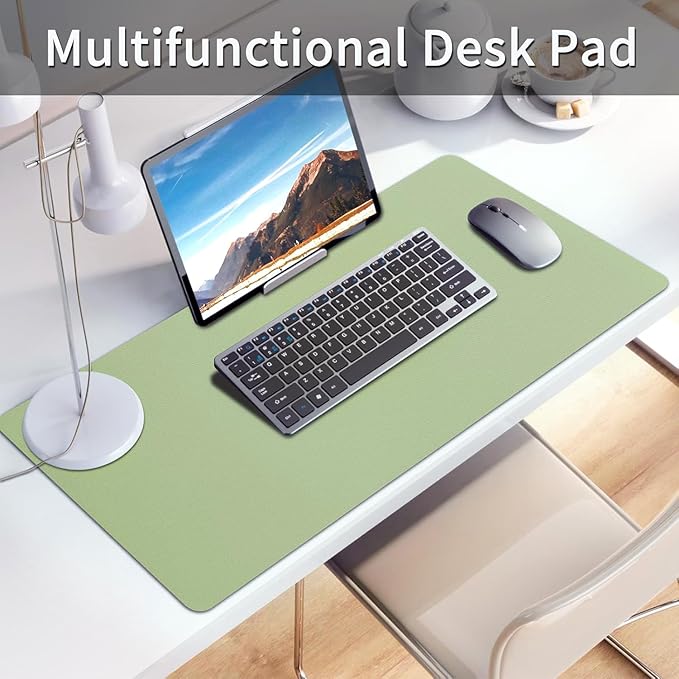 Bloss Green Desk Mat, Desk Matt for Desktop, Large Leather Desk Pad, Desk Pad Mat Waterproof, Computer Mat for Office Work/Home/Decor (31.5 x 15.7 Inches)