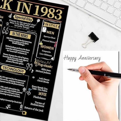 Joycard 42nd Anniversary Card for Women Men, Gold Wedding Card for Wife Husband, Sweet Marriage Decorations Gifts for Couple, Perfect for Her Him on Anniversary Day, Back in 1983