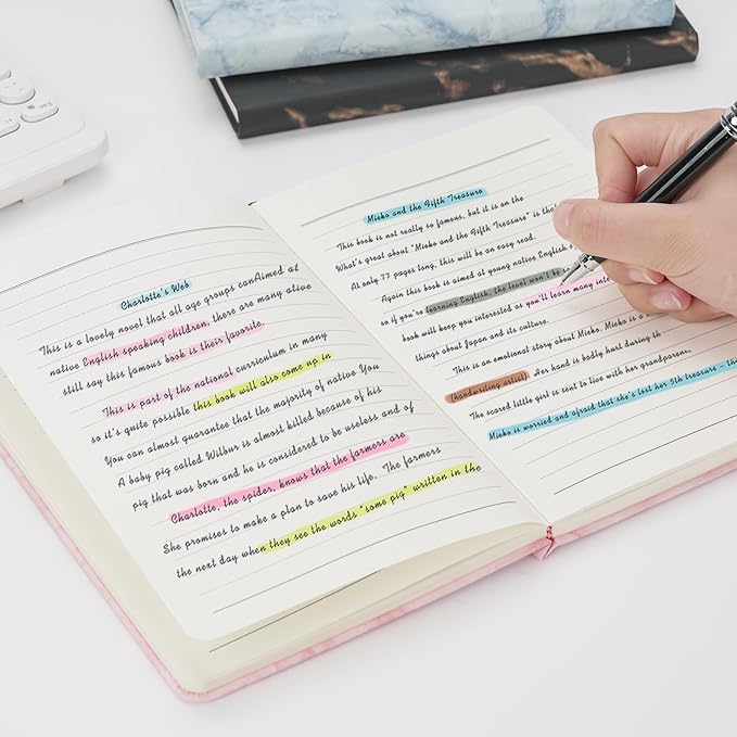 Lined Notebook Journal for Women Men 200 Pages A5 Hardcover Leather with Pen Holder College Ruled Journals for Work Note Taking Travel School (Lined, Pink-B)