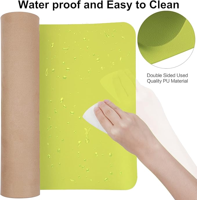 Boutilon Leather Desk Pad 24"x 14" Non-Slip Mouse Pad,Office Desk Mat,Waterprooft PU Leather Desk Blotter,Desk Pad Protector,Desk Writing Pad for Home Office Decor (S-Lemon)