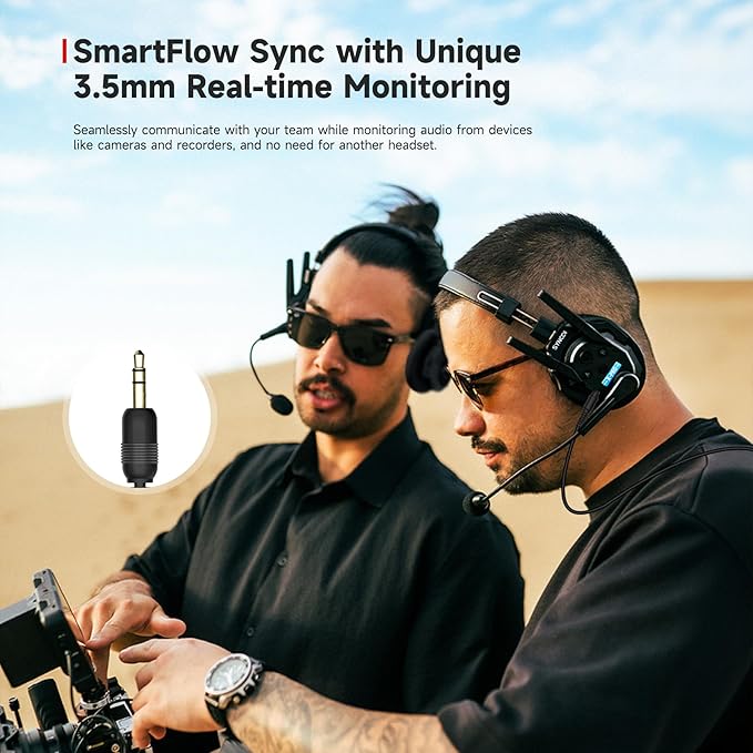 SYNCO XTalk XMax9 Dual-Ear Design Wireless Intercom Headset System Support 2.4GHz 9-Person Team Communication,Dual-mic AI Noise Cancellation,500M/1640FT Real-time Monitoring