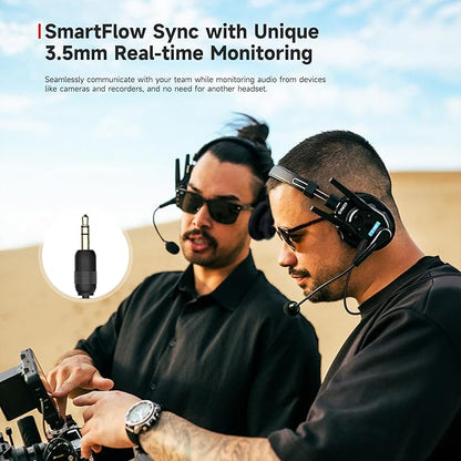 SYNCO XTalk XMax9 Dual-Ear Design Wireless Intercom Headset System Support 2.4GHz 9-Person Team Communication,Dual-mic AI Noise Cancellation,500M/1640FT Real-time Monitoring