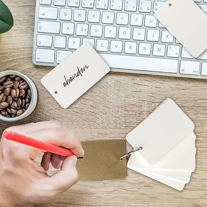 MotBach 10 pack White Blank Flash Cards with 500 Sheets Study Cards, Note Card Pad with Binder Ring, Kraft Paper Word Vocabulary Cards for Learning language, DIY Greeting Cards(3.5 x2.2 Inch)