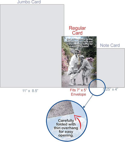 NobleWorks - 1 Funny Happy Birthday Greeting Card - Old Woman Humor, Notecard Talk Bubbles - Old Troublemakers C3567BDG