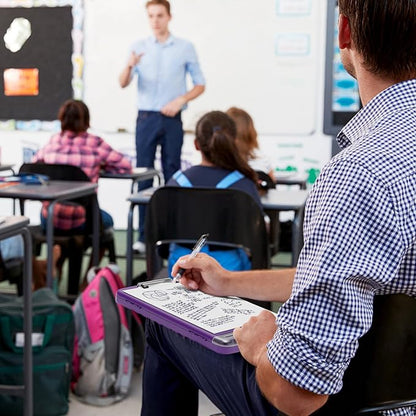 Piasoenc Clipboard with Storage, 8.5 x 11 Organization Box with Pen Holder and A4 Legal Paper Folder, Heavy Duty Plastic, Folio & Side-Opening, Low Profile Clip, for Teachers, Lawers, Deep Purple