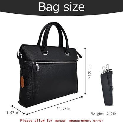 Genuine Leather Men’s Hand Bag, 14.5 inches Laptop BagBusiness Briefcase, Travel Crossbody Bag