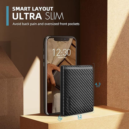 RUNBOX Wallet for Men Slim Rfid Leather 2 ID Window With Gift Box