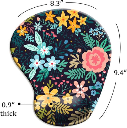 DOOKE Ergonomic Mouse Pad with Wrist Support,Mouse Pads with Non-Slip PU Base for Home Office Working Studying Easy Typing & Pain Relief Watercolor Floral