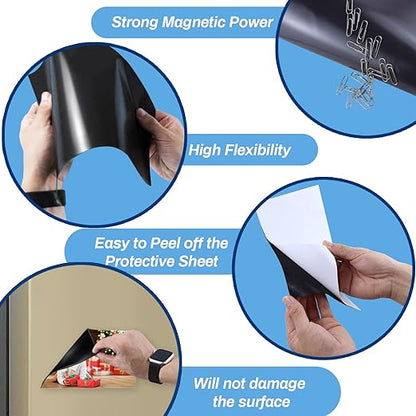 Magnetic Sheets with Adhesive Backing,8.5" x 11"(Pack of 16),30 mil Thick Cuttable Flexible Magnet Sheets for DIY Crafts,Photos and Stickers,Magnetic Paper Sheets with Strong Self Adhesive