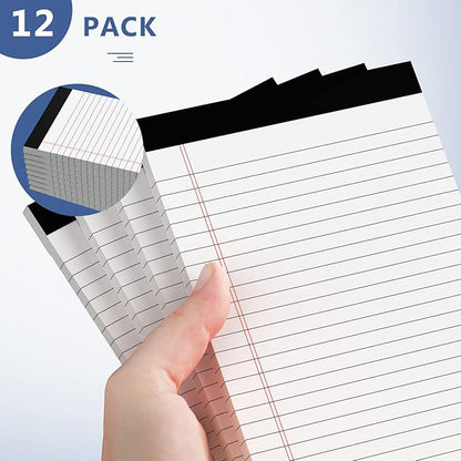 5" x 8" Note Pads 12 Pack of Legal Pads 30 Sheets Notepad College Ruled Small Writing Pads Perforated Pages Paper Pads 80GSM Heavyweight Paper Note Pads for Home, Office, or School