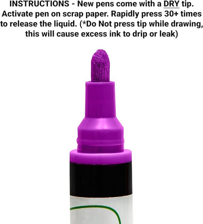 Glass Pen Window Marker: Liquid Chalk Markers for Glass, Car Marker or Mirror Pen with Washable Paint - Graduation Car Windows, Storefront Window, Wedding, Parade, Party & Holiday (Purple, Fine Tip)