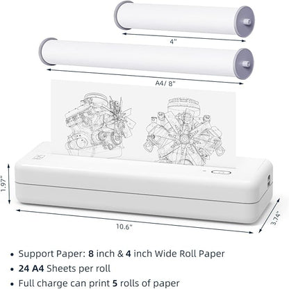 HPRT Wireless Portable Printer - Bluetooth Thermal Printer for Travel, Mobile Office, School, Home Compatible with iOS Android