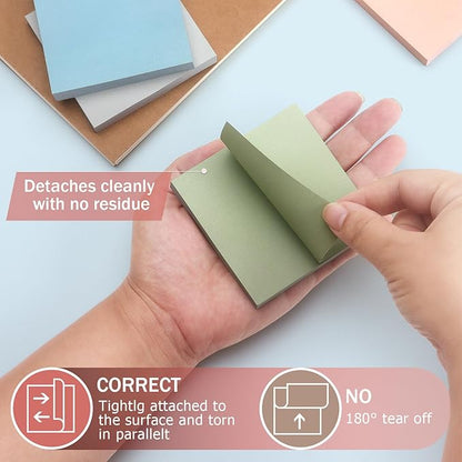 Sticky Notes 8 Vintage Colors 3x3in, Self-Stick Notes Pads with Easy to Post for School, Home, Office, 8 Pads/Pack, 80 Sheets/Pad