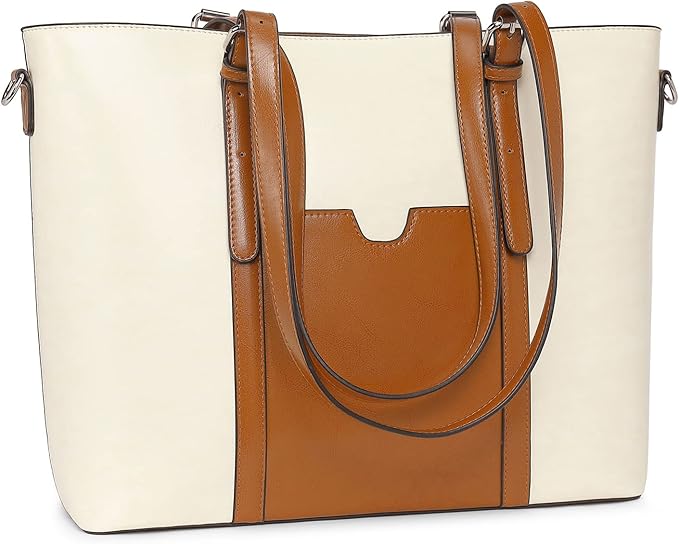 Telena Laptop Tote Bag for Women, 15.6 Inch Shoulder Tote Bag Leather Briefcase for Women, Large Capacity Handbag Bags