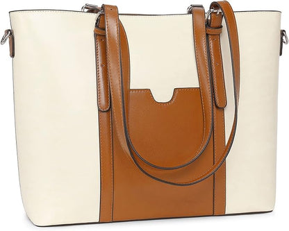 Telena Laptop Tote Bag for Women, 15.6 Inch Shoulder Tote Bag Leather Briefcase for Women, Large Capacity Handbag Bags